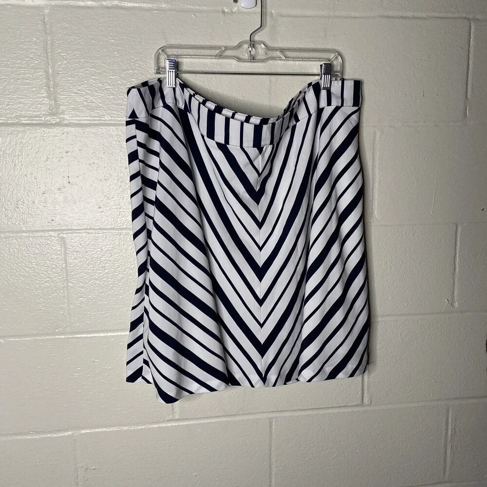 Lane Bryant Mini Skirt Women Plus sz 24/ 2x Blue White A-line Zip Lightweight - Picture 1 of 6